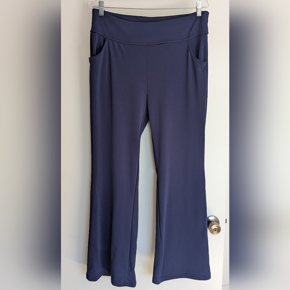New W/Out Tags Stretch Yoga Pants XXL Navy Blue Front & Back Pockets